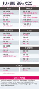 Horaires des cours de danse au studio 16danse Angoulême